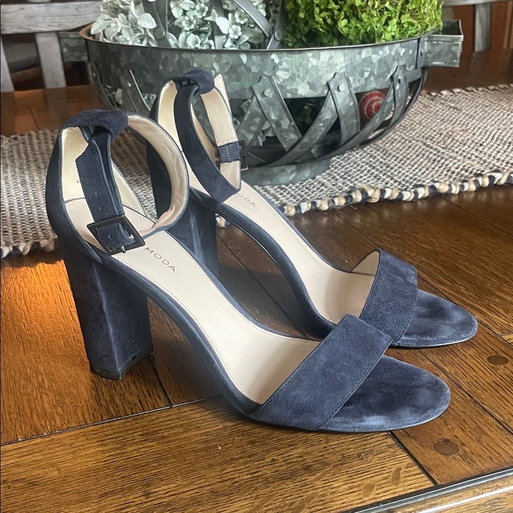 Pelle Moda Blue Block Heel Sandals
